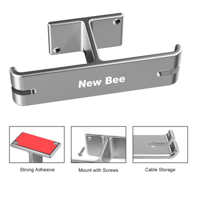 Giá đỡ tai nghe kép Bee  bằng nhôm đa năng có Bộ cuộn cáp sạc - Bạc