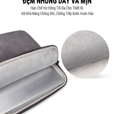 Túi Chống Sốc Laptop Teement TM01 2 Ngăn Có Quai Xách Đứng, Vân Da Mịn Chất Liệu Da Chống Thấm Nước Bảo Vệ Cho Macbook, Laptop, 13 Inch, 14 Inch, 15 Inch, 15.6 Inch- Hàng Chính Hãng 