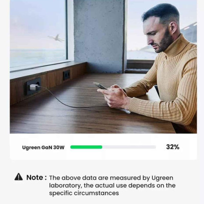 Ugreen UG15329CD319TK 30W Bộ sạc nhanh Nexode GaN USB Type-C PD3.0 qc4.0 Màu Trắng chuẩn cắm US - HÀNG CHÍNH HÃNG