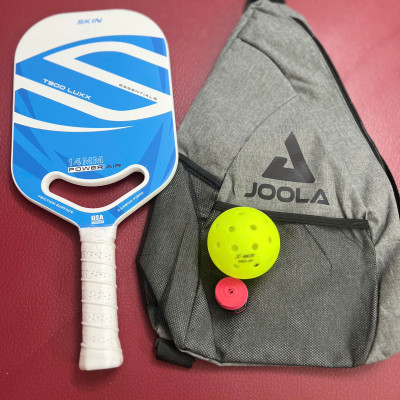 Vợt Pickleball Skin carbon T900 Luxx dày 14mm, bề mặt nhám bám bóng, tặng kèm cuốn cán, 1 quả bóng và túi đeo tiện lợi