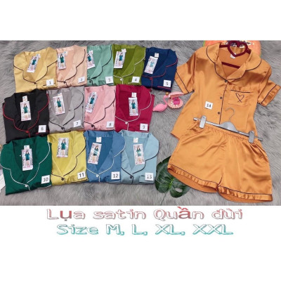 Đồ bộ ngủ pijama  lụa satin tay ngắn, quần ngắn mặc ở nhà ( Từ 40kg đến 70kg)