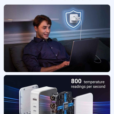 Ugreen UG15339CD289TK 140W 2c1a GaN Nexode kèm cáp USB-C dài 1.5M Bộ sạc nhanh 2 x USB-C + 1 x USB-A Màu Trắng - HÀNG CHÍNH HÃNG