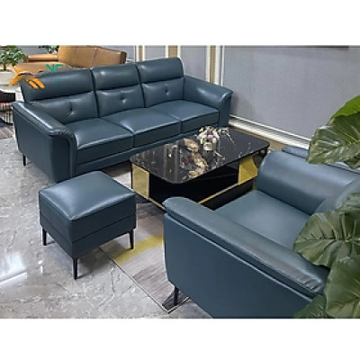 Combo ghế sofa băng da bò Italy Tundo màu xanh SFBCT06 2m4/1m1 hàng cao cấp chuẩn da bò nhập khẩu Ý