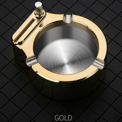 Gạt tàn có quẹt lửa (bật lửa) bằng kim loại 