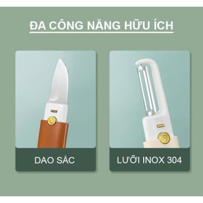 Dao Gọt Hoa Quả Đa Năng 2in1 (Gọt & Nạo) Tiện Dụng Cho Nhà Bếp, Văn Phòng, Dã Ngoại - HÀNG CHÍNH HÃNG MINIIN