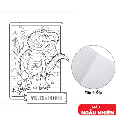 Tập Học Sinh Tô Màu Dinosaur - Bìa Kiếng - 4 Ô Ly - 96 Trang 100gsm - The Sun