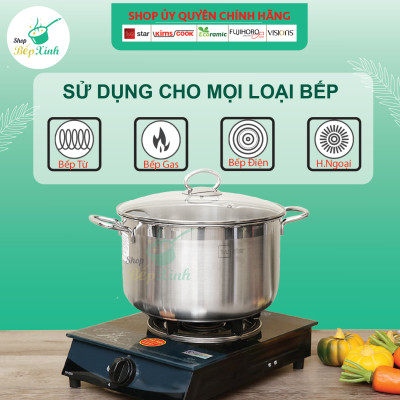 Bộ nồi inox Fivestar 3 đáy từ 18cm và 24cm nắp kính