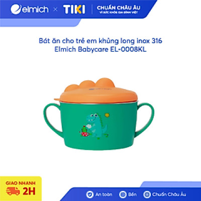 Bát ăn cho trẻ em khủng long inox 316 Elmich Babycare EL-0008KL