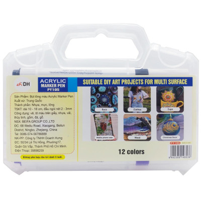 Hộp 12 Bút Lông Màu Acrylic Marker Pen - DH PY105