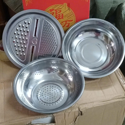 Bộ 3 món INOX rổ bào hoa quả-nạo rau củ tiện lợi