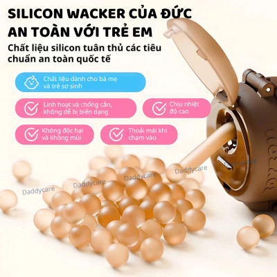 Bình nước cho bé đi học giữ nhiệt có ống hút ZoyZoii kèm túi gấu bông Animal Series Thermos Cup E20