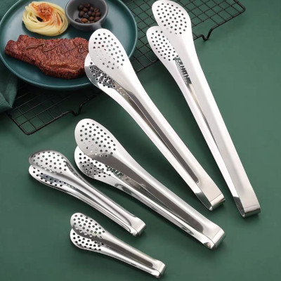 Kẹp gắp thức ăn bằng inox đầu tròn có nhiều lỗ ráo mỡ - nhiều cỡ 18cm - 23cm - 28cm