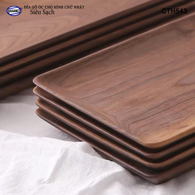 Đĩa Hình Chữ Nhật Dài Gỗ Óc Chó HAHANCO Nhập Khẩu Mỹ Nguyên Khối - hàng Xuất Khẩu Châu Âu - CTH543 - đựng đồ ăn/trang trí - đĩa bánh mì/trái cây/ bít tết/ pizza/ phụ kiện chụp ảnh, bày món ăn trong nhà hàng - Sang trọng trên bàn ăn