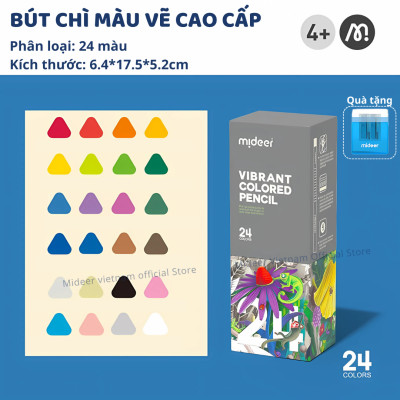 Bút chì màu vẽ tranh cao cấp mideer Vibrant Colored Pencil  24/36/48 màu, Chì vẽ chuyên nghiệp