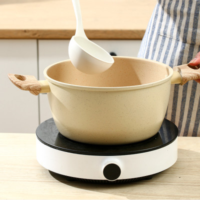 Nồi Nhật Vân Đá Quai Cầm Bằng Gỗ Chống Nóng Nắp Kính Sang Trọng Đủ Size 20,22,26,28cm