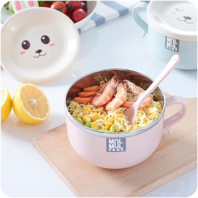 Bát ăn mì lõi inox có nắp đậy hình thú - Hàng chính hãng ( Họa tiết ngẫu nhiên)