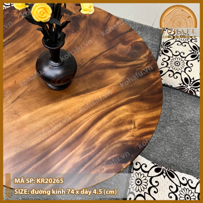 Mặt Bàn Tròn Gỗ Me Tây KOHAFU Đường Kính 74cm - HÀNG TUYỂN CHỌN CÓ SẴN Y HÌNH