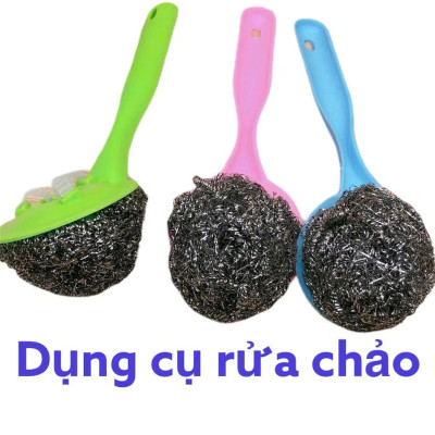 Cây Chà Rửa Nồi Chảo, Cước Rửa Chén Có Cán Cầm, Thiết Kế Thông Minh - HÀNG CHÍNH HÃNG MINIIN