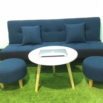 Bộ sofa bed xanh viền đen bố XVDB 1m7x90, sofa giường phòng khách, salon, sopha, sa lông, sô pha