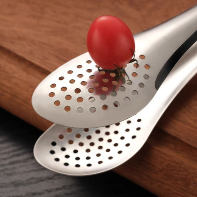 Kẹp gắp thức ăn bằng inox đầu tròn có nhiều lỗ ráo mỡ - nhiều cỡ 18cm - 23cm - 28cm