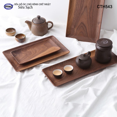 Đĩa Hình Chữ Nhật Dài Gỗ Óc Chó HAHANCO Nhập Khẩu Mỹ Nguyên Khối - hàng Xuất Khẩu Châu Âu - CTH543 - đựng đồ ăn/trang trí - đĩa bánh mì/trái cây/ bít tết/ pizza/ phụ kiện chụp ảnh, bày món ăn trong nhà hàng - Sang trọng trên bàn ăn