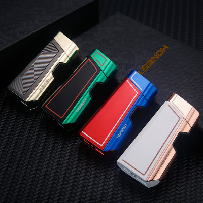 Vỏ Hột Quẹt Bật Lửa Sạc Điện Cổng USB Honest BCZ-773 Cảm Ứng Vân Tay 2 Tia Plasma Đan Chéo - Nhiều Màu