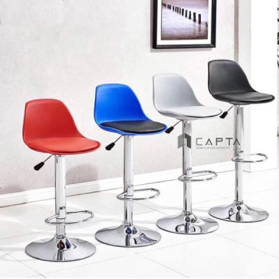 Bộ bàn 2 ghế bar tiếp khách Nội thất Capta SL TB2105-06W / CB2201-P Bộ bàn tư vấn khách cho cửa hàng: Bàn tròn 60 cm và ghế bar có lưng tựa chân điều chỉnh độ cao linh hoạt 