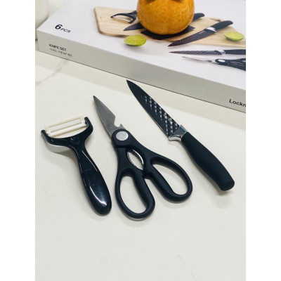 Bộ Dao Nhà Bếp 6 Món Cao Cấp Màu Đen CKK103S6 (cam kết hàng chính hãng, y hình)