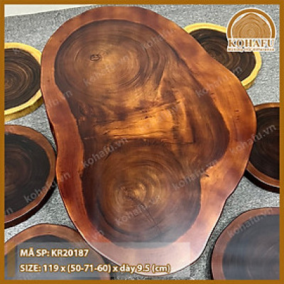 MẶT BÀN SOFA OVAL GỖ NGUYÊN TẤM CỰC CHẤT - KR20187