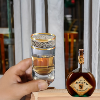 Bộ 6 ly shot, rượu mạnh 050 ml mạ platin vàng 24k Tiệp Khắc