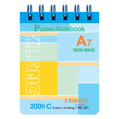 Sổ lỗ kép Klong A7 200tr Bìa Nhựa KLONG; MS: 301