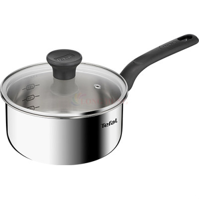 Nồi cán dài/quánh Inox liền khối có nắp Tefal Starter 16cm E3252295/18cm E3252395 - Hàng chính hãng