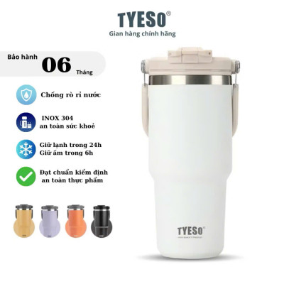 Cốc giữ nhiệt TYESO TS-8826 600ML bằng thép không gỉ 304 tay cầm công thái học Chống tràn & Giữ nhiệt 12 tiếng
