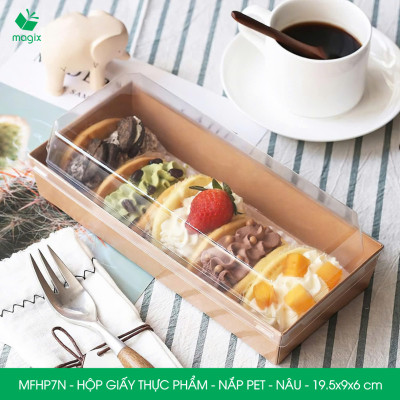 MFHP7N - 19.5x9x6 cm - 25 hộp giấy nắp PET kraft nâu đựng thực phẩm, thức ăn mang đi
