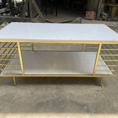 Bàn trà sofa kim loại mặt đá 50 x 100 x 45 cm