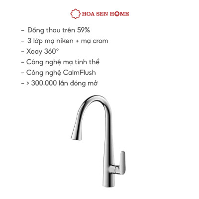 Vòi bếp nóng lạnh TUSLO Luxury K003 chất liệu kẽm cao cấp, mạ Crom-Niken, công nghệ xoay 360 tiện nghi - Hoa Sen Home - Hàng chính hãng