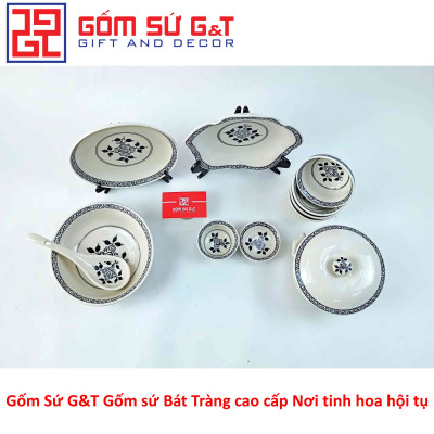 Bộ đồ ăn 4 người vẽ hoa móc Gốm Sứ G&T