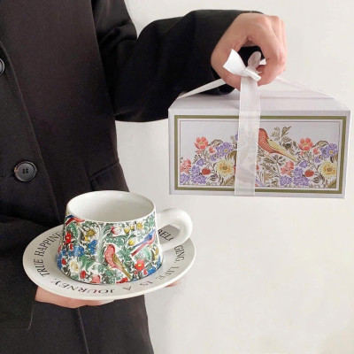 Bộ Sứ Cao Cấp Hoa Mùa Xuân Vintage (bộ gồm: Tách trà, đĩa lót tách trà + giỏ sứ + cốc sứ + ấm trà sứ) Hàng chính hãng