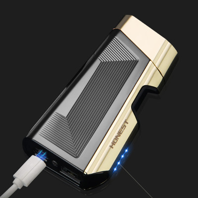 Vỏ Hột Quẹt Bật Lửa Sạc Điện Cổng USB Honest BCZ-773 Cảm Ứng Vân Tay 2 Tia Plasma Đan Chéo - Nhiều Màu