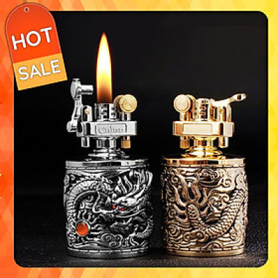 Vỏ Hột Quẹt Bật Lửa Xăng Đá Chief CF-206 Họa Tiết Rồng Cuốn Đẹp Độc Lạ - Dùng Xăng Bấc Đá Cao Cấp