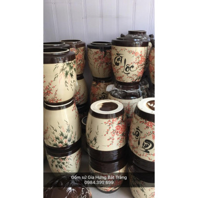 Hũ đựng gạo 15kg gốm sứ  Bát Tràng