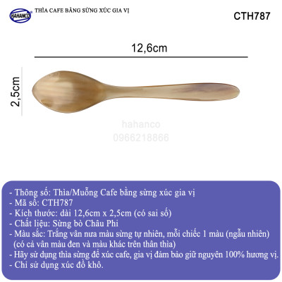 Thìa cafe xúc gia vị bằng sừng (dài 12,5cm) nhỏ gọn giúp gia vị không mất mùi - Xúc gia vị, cafe, deccor - An toàn cho sức khỏe - CTH787