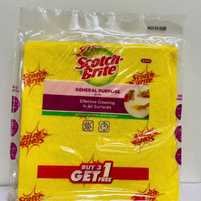 Combo 4 khăn lau đa năng MÀU VÀNG 3M SCOTCH-BRITE , 34 CM X 35 CM, 4 CÁI/GÓI