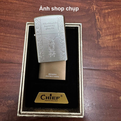 Hột Quẹt Bật Lửa Xăng Đá Chief CF1212Y Khắc Họa Hình Ảnh Thiên Thần Đẹp Độc Lạ Nắp Kín Giữ Xăng Tốt