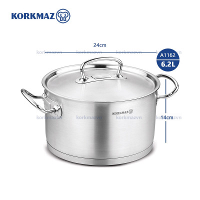 Nồi inox 18/10 Korkmaz Proline 6.2 lít - 24x14 cm