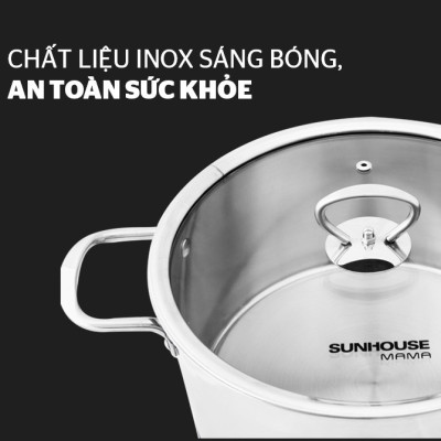 Bộ Nồi Inox 5 Đáy SUNHOUSE MAMA Đáy Từ SH784 - Hàng chính hãng