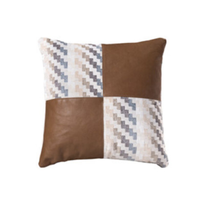 Gối sofa tựa lưng hình vuông cao cấp, kết hợp da bò thật và vải DVQ6007Z | REEKO