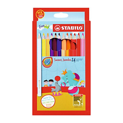 Bộ bút chì màu STABILO Swans Jumbo 24 cây - Hộp 24 màu (CLJ1879-24)