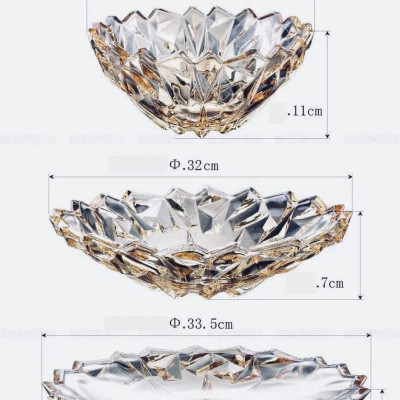 KHAY THỦY TINH CAO CẤP ĐỰNG HOA QUẢ BÁNH KẸO MÀU VÀNG - ANTH687