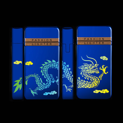 Vỏ Hột Quẹt Bật Lửa Khò Gas 1 Tia  WD-881 Có Đèn LED In Hình Rồng Cuộn 2 Mặt, Mèo Thần Tài - Nhiều Họa Tiết